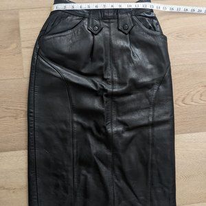 Vintage Black Leather Skirt Small